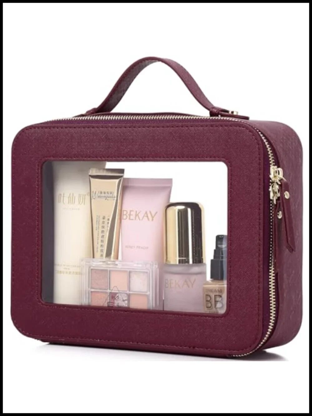 Clear Cosmetic Bag Waterproof PU Travel Makeup Organizer with Zipper TSA
